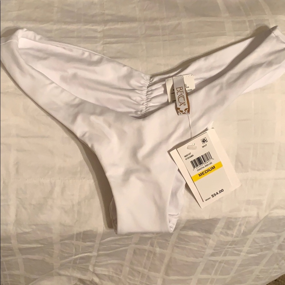 Becca white coastal high leg bikini bottoms